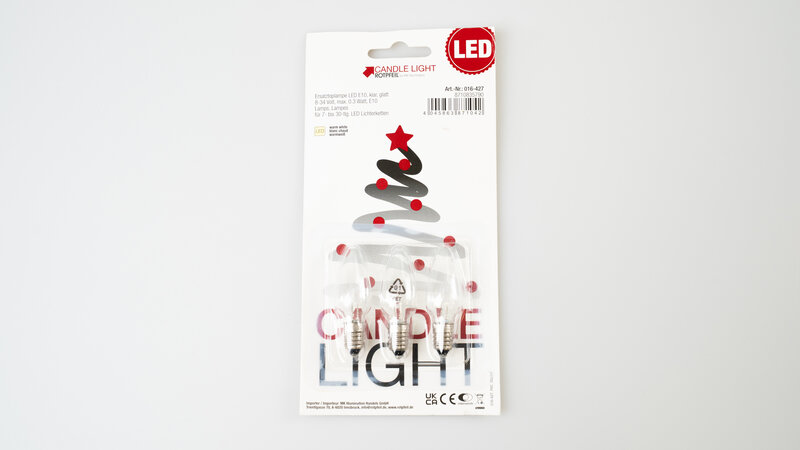 Ersatztoplampe LED E10,klar/glatt