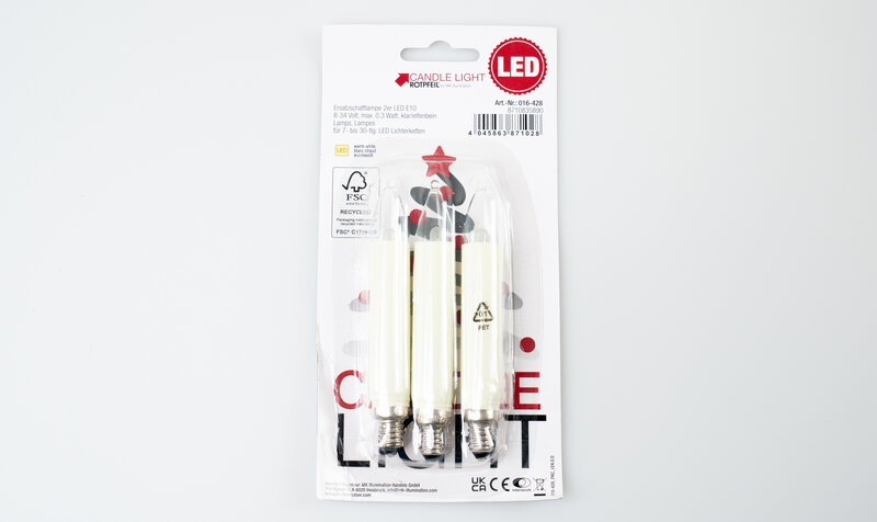Ersatzschaftlampe 2er LED E10,klar/elfenbein