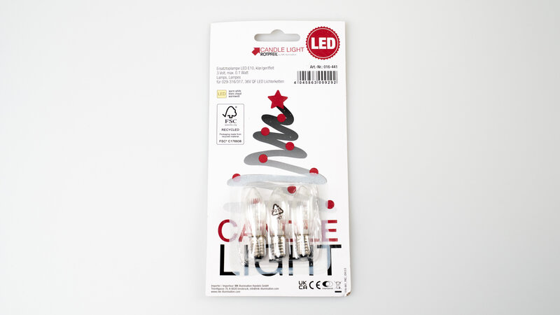 Ersatztoplampe, LED E10, klar/geriffelt