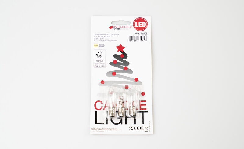 Ersatztoplampe LED E10, klar/geriffelt