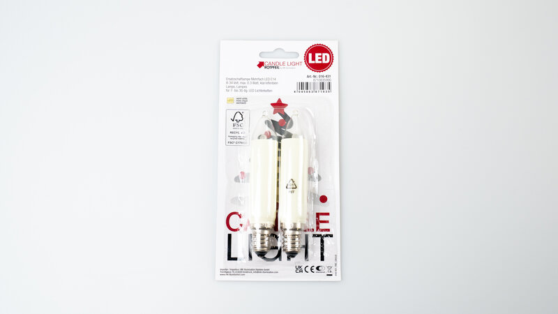 Ersatzschaftlampe 2er LED E14,klar/elfenbein