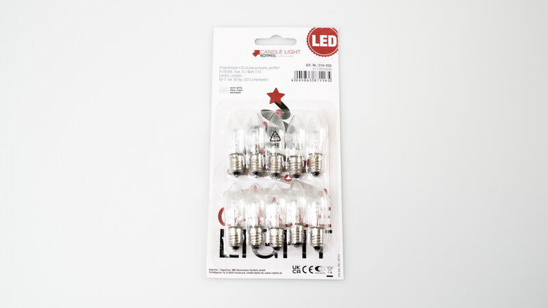 Ersatztoplampen LED E10,klar,geriffelt